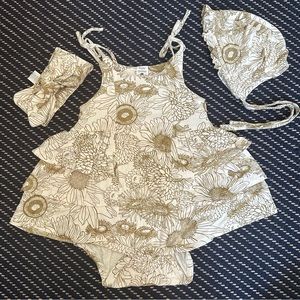 Kate Quinn triple ruffle sunflower ballerina and accessories